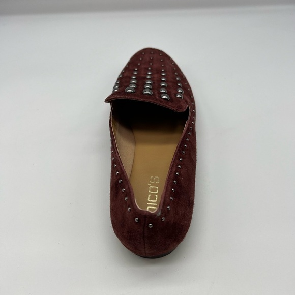 Chicos - Burgundy Suede Studded Slip On Round Toe Light Weight Flat Loafers 8.5 - Picture 7 of 14